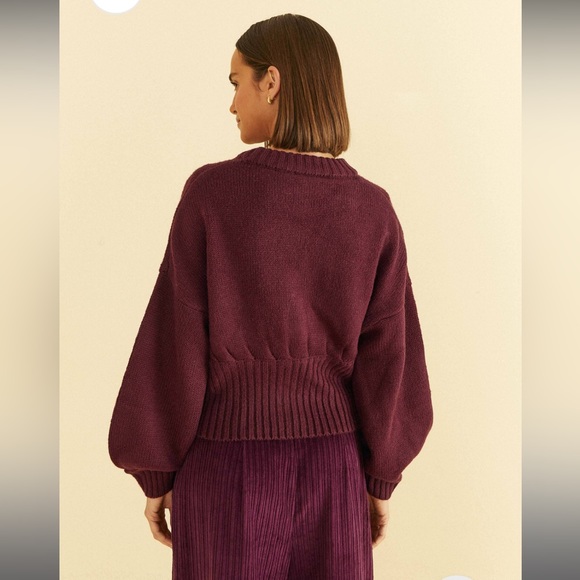 Farm Rio Burgundy Bubble Knit Cardigan Size L NWT - Picture 3 of 4